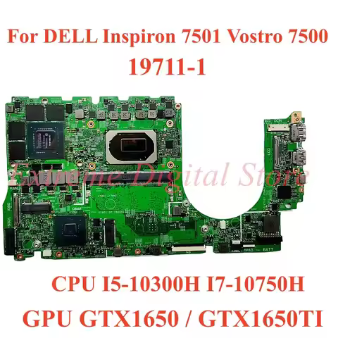 19711-1 For DELL Inspiron 7501 Vostro 7500 Laptop motherboard with CPU I5-10300H I7-10750H GPU GTX16