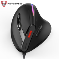 ZELOTES T-50เมาส์มีสายเมาส์แนวตั้ง9ปุ่ม RGB เมาส์แบบออปติคัล6เกียร์ DPI ออกแบบตามหลักสรีรศาสตร์สีดำ