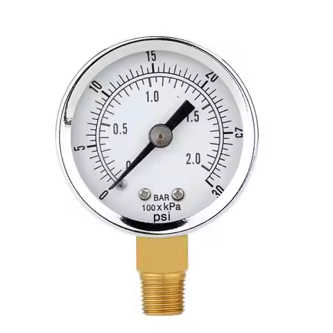 1/8" BST Pressure Gauge 0 to 30PSI/ 0 to 2Bar 40MM Diameters Pressure Mater Tool for Test Water Oil