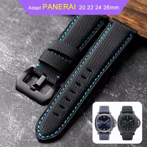 Suitable Panerai nylon carbon fibre pattern genuine leather waterproof men's watch strap Fat Sea 441