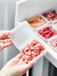 1/2個帶蓋冰箱肉類冷凍盒，用於食物、肉類、水果、薑蒜青蔥的塑料儲存容器，緊密密封、防漏氣，適用於廚房、家居廚房器皿