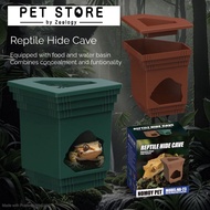 Nomoy Pet Reptile Hide Cave + food bowl/water bowl NA-23 crested gecko arboreal frog amphibians tara