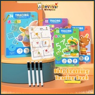 Bevavar 32Pages Tracing Book For Kids Reuseable Activity Book for Kids Pen Control Training Magical 