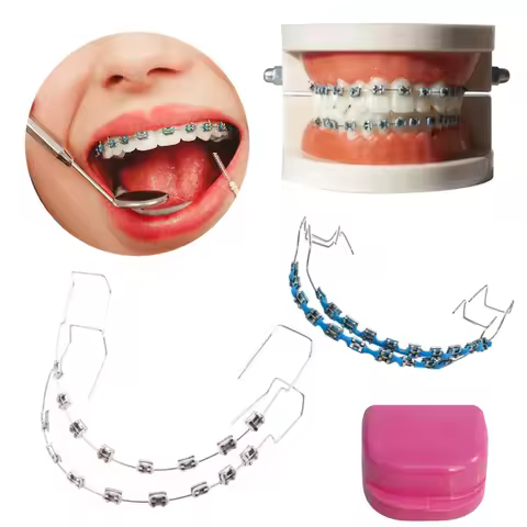 Split Type Mini Colorful Brackets With Hook Dental Fake Braces Temporary Tooth Decoration Orthodonti