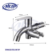 Alcor System SUS 304 Stainless Steel2 Way Bib Tap Kitchen Bathroom Quarter Turn Angle Valve (KS TA94