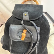 Gucci 竹節 麂皮 後背包