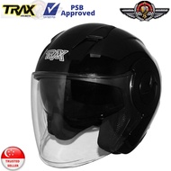 TRAX Helmet T-735 Glossy black (PSB Approved) Come with Free Helmet Bag