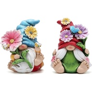 Hodao 2pcs 4" H Spring Summer Gnome Garden Decorations- Tomte Elf Fall Gnome Decorations Gifts -Swed