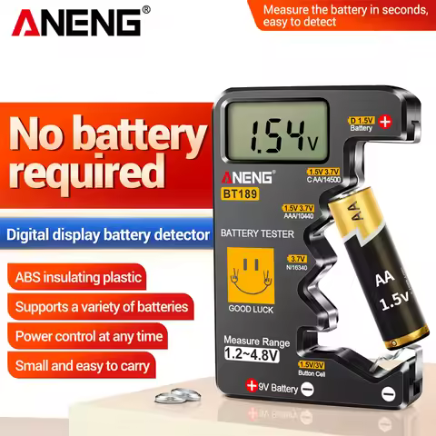 ANENG BT189 Universal Battery Detector for C,AA,AAA,D,N,9V 6F22 Batteries 1.5V 3V Button Cell Batter