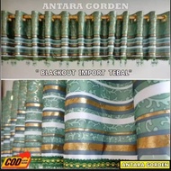 Gorden Poni Rumbai Pintu 1 Pisah Bahan Kain Blackout Printing Hijau Coklat Abu