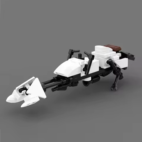 Iconic Sci-Fi Speeder Bike MOC Building Blocks Set - White Futuristic Hover Vehicle Replica