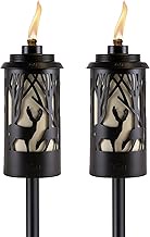 TIKI Hunter 64.5" Metal Torches, 2-Pack – Outdoor Patio & Backyard Torch Décor | Easy Installation f