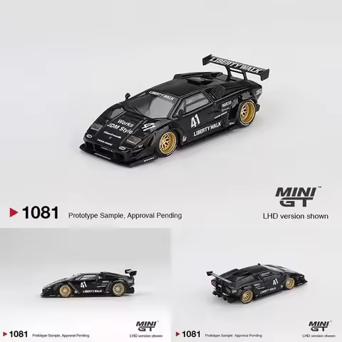 MINIGT In Stock 1081 1:64 LBWK Lamborghini Countach Black Diecast Car Model Collection Toys MINI GT