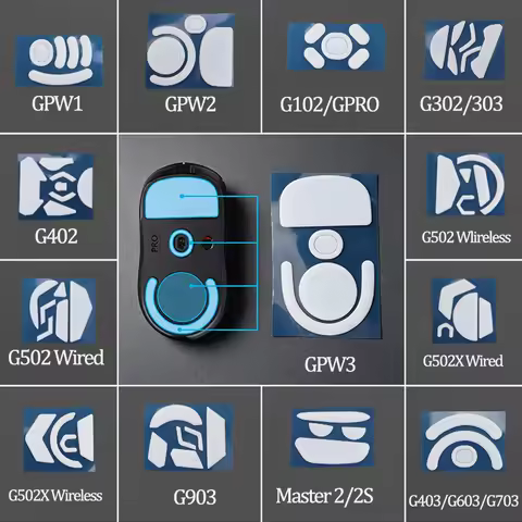 1Set White Mouse Feet Sticker For G302 G303 G304 G305 G402 G405 GPRO G502 G502X G903 GPW Mouse Skate