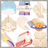 (DGHV) 108 Pieces Outer Space Crafts Unfinished Wooden Cutouts Space Themed Favor Astronaut DIY Wood
