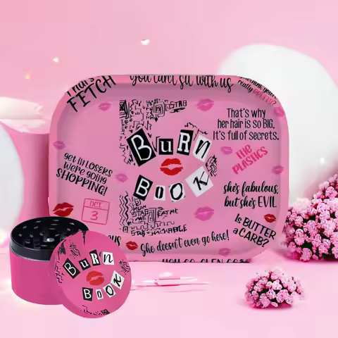 1/2 Pieces Pink Burn Book Grinder and Rolling Tray