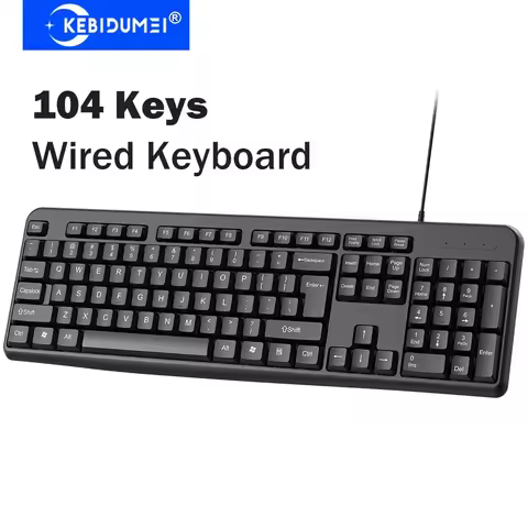 KEBIDUMEI 104Keys Wired Keyboard USB Wired Keyboard Mute Gaming Keyboard Standard Keyboard for PC La