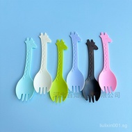 Disposable Spoon Fork Plastic Integrated Deer Spoon Fork Cake Spoon Fork Individually Packaged Desse