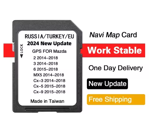 Europe RU 2024 16GB Navigation Card for Mazda 2 3 6 CX-3 CX-5 GPS SD Card Newest Update Sofatware