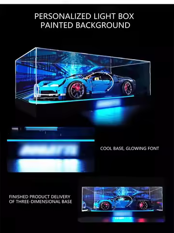 With Light LED Acrylic Display Box for Lego 42083 Display Case for Bugatti Building Block Dustproof 