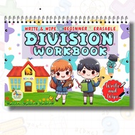 Write & Wipe Division Workbook | Erasable Math Practice | Preschool & Kinder Age 8-10