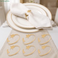 LANFENG 6PCS Moon Napkin Rings, Gold/Silver Minimalist Star Napkin Buckle, Party Supplies Modern Met