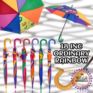 (ellashop) 18inc j-handle umbrella rainbow kids umbrella protect to aun/rain