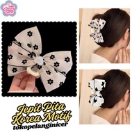 Korean Hair Clip with Large Ribbon Motif - Hair Claw Premium Large Ribbon Hair Clip - Korean Ribbon 