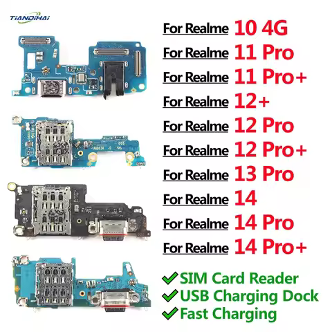Charge Board For Realme 10 4G 11 12+ 12 13 14 Pro Pro+ Charging Port USB Dock Connector Plate Plug M