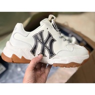 Giày sneaker mlb NY đen Giày thể thao nam nữ NY đế nâu da bò tăng chiều cao 4cm full size nam nữ