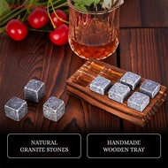 (Takashiflower) Whiskey Stones Gift Set - Bourbon Stones Gift For Men - 4 Granite Chilling Whiskey R