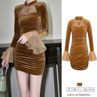 ZYHT womens dress Brown dress velvet dress work dress vintage dress evening dress party dress Weddin