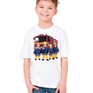 Kids Boys Fireman Sam Tees Short Sleeve T-Shirt Tee Tops Children Costume