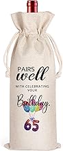 65th Birthday Wine Bag, 65th Birthday Gifts, 65 Years Old Gift Idea Wine Bag for Her Girl Friend, Si