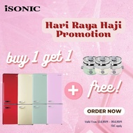 [Free Shipping] Isonic Double Door Vintage Refrigerator - IDR-BCD261LH Retro Fridge IDRBCD261LH simi