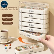 Medicine Box Portable 7 Days Vitamin For 1 Week 28 Compartments Small Size