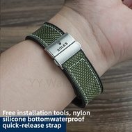 20mm 22mm Nylon Silicone Strap for Rolex Black & Green Buffalo Air-King GMT Submariner Men Women Ban