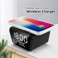 Wireless Charger Clock LED Digital Ala Clock Chargers 15W Fast Wireless Charging Qi Charging Station Desktop Clocks