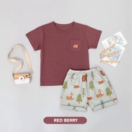 KATUN Mooi Suits Kids T Shirt Retro Set Pocket Tee Cotton Combed Boys Girls Bekasi