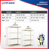 TTF Rack™ RAKKU RACK /Height 152-244cm Beige /Boltless Rack Black Warehouse Rack Office Rack Rak Bes