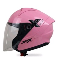 Helmet Half Face Nova X JPX Helmet Solid Candy Flosh Microlock Double Visor DOT SNI