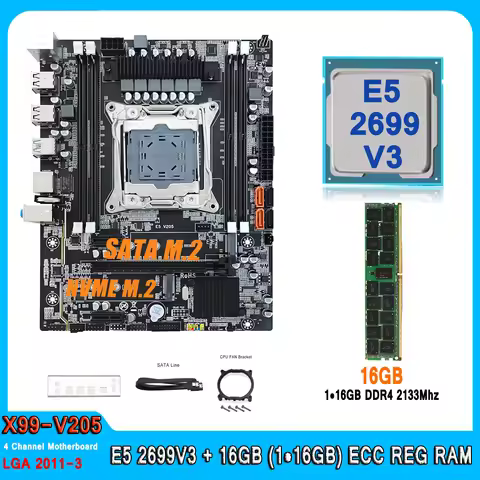 LGA 2011-3 XEON X99 Motherboard with Intel E5 2699 V3 with 16GB (1*16G) DDR4 Memory Combo Kit M.2 NV