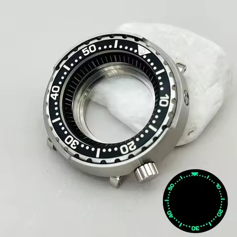 NH36 Case 47mm Silver Canned Tuna Watch Cases Sealed Waterproof Fits Seiko NH35 7S26 4R36 Movements