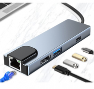 Others - type-c hub 擴展網卡讀卡同屏 適用於macbook switch拓展塢（6in1 typec轉hdmi+pd+usb3.0+rj45+sd+tf）