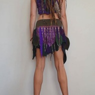 綠色與紫色短款仙女裙，夏日音樂祭穿搭