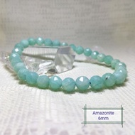 Faceted Amazonite 6mm Bracelet 天然切面天河石6mm手串