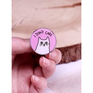 I Don't Care Angry Cynical Cat Enamel Pin