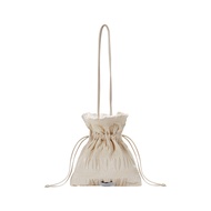 Kwani Crinkle Pleated Drawstring Shoulder Bag _ Beige