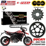 DUCATI 796cc HYPERMOTARD Full Set Regina Black Dual Chain 525 ZRA Steel Sprocket Sets