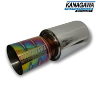 KANAGAWA Car Exhaust Plong Bottle Rainbow Bass Round Stainless Steel Outlet 3.5inch Inlet 2inch